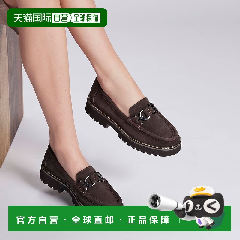自营 donald pliner女式Helics Loafer深棕色绒面革-深棕色绒面