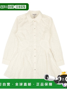 自营 opening ceremony白色棉质孔眼长袖连衣裙-图案 美国奥莱直