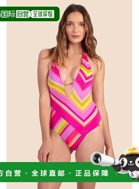 自营Women's Trina Turk Waltz Plunge Swimsuit Multicolor Cuto