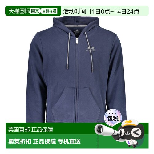 自营La Martina Cotton Men's Hooded Men's Sweater - blue 美国