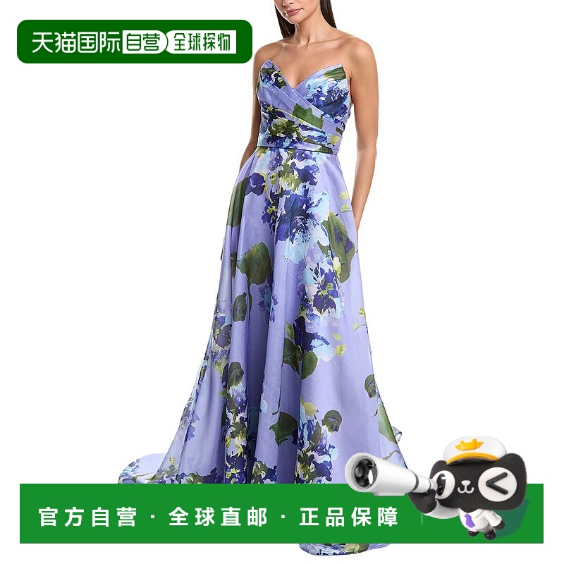 自营Amsale Pleated Bodice Gown - purple 美国奥莱直发