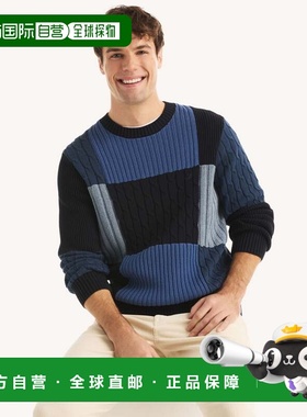 自营Nautica Mens Patchwork Crewneck Sweater - navy seas 美国