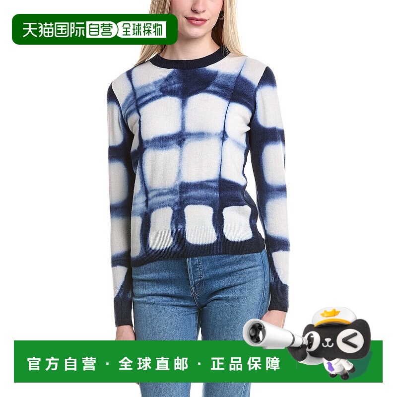 自营Autumn Cashmere Shibori Plaid Print Cashmere Sweater - b