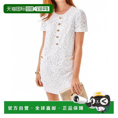自营lilly pulitzerCamalie Lace Dress In Resort White Flora C
