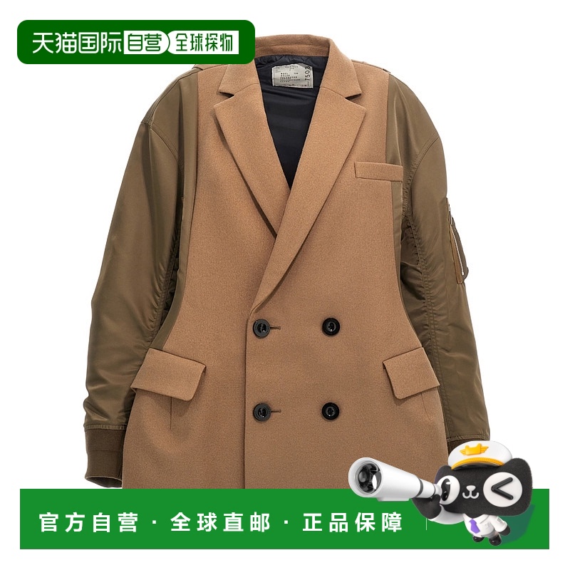1小时内可退 香港直邮潮奢 Sacai 女士 长袖大衣 2407503 brown棕