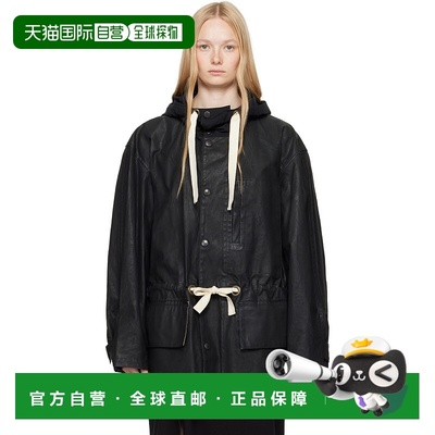 1h可退 香港直邮潮奢 Lemaire 女士 黑色连帽派克大衣 OW1125LF13
