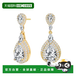 自营 GENEVIVE 纯银镀金多形立方氧化锆吊坠耳环 - 金色 美国奥莱