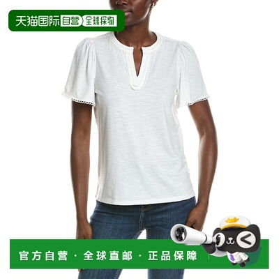 自营Jones New York Drapey Slub开叉领上衣-白色 美国奥莱直发