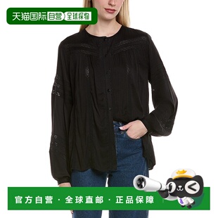 美国奥莱直发 黑色 自营Chaser蕾丝镶嵌Rozina女式 衬衫