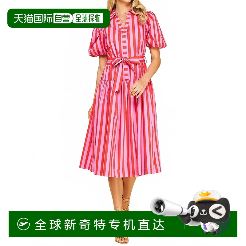 自营 pinch草莓桑格利亚汽酒条纹气球袖迷笛裙 【美国奥莱】直发