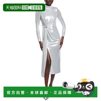 自营Carla Ruiz Gathered Front Midi Dress - metallic 美国奥莱