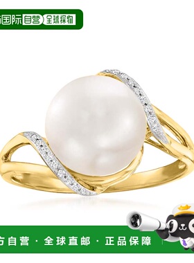 自营Ross-Simons 14 克拉黄金 10-10.5 毫米养殖珍珠波浪形戒指，