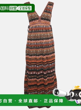 自营M Missoni Orange/plum Stripe Pattern Lurex Knit Maxi Dre