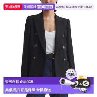 自营Reiss Lana Double-Breasted Twill Wool-Blend Jacket - bla