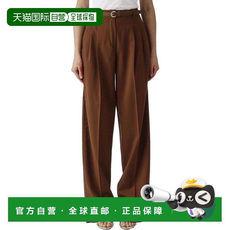 自营max mara巧克力棕色新羊毛长裤-棕色 美国奥莱直发休闲裤