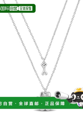 自营 925 纯银 Mimi & Max Paw and Bone Charm 双链项链 - 16+18