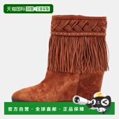 美 Suede Silla 自营Le Ankle Brown Wedge brown Fringe Boots