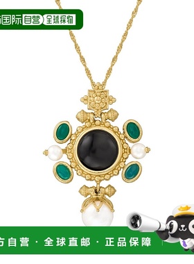 自营 Ross-Simons 意大利养殖珍珠、黑玛瑙和绿色玛瑙吊坠项链 18