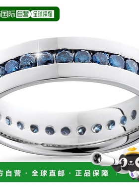 自营pompeii31 1/5 克拉蓝色钻石槽镶永恒戒指 14K 白金 - 14k 白