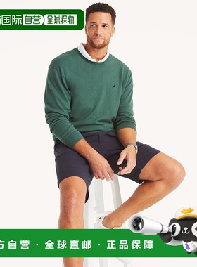 自营 Nautica 男式加大码 Navtech 圆领毛衣 - 雨林绿 美国奥莱直