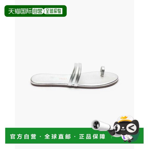 自营TKEES Leah凉鞋女士银色金属皮革鞋头后滑Hawk3356-银色 美国