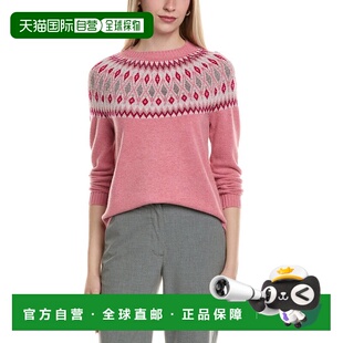 自营sofiacashmere Fairisle圆领羊毛和羊绒混纺毛衣-粉红色 美国