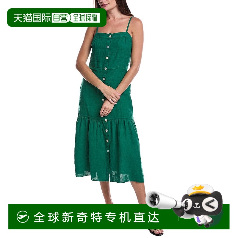 自营 Nation LTD卢西亚娜亚麻迷笛连衣裙-绿色 【美国奥莱】直发