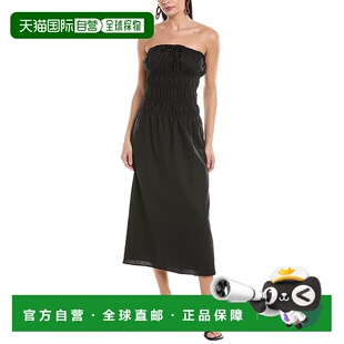 黑色 自营 Smoked亚麻混纺迷笛连衣裙 Air 美国奥莱直发 Onia