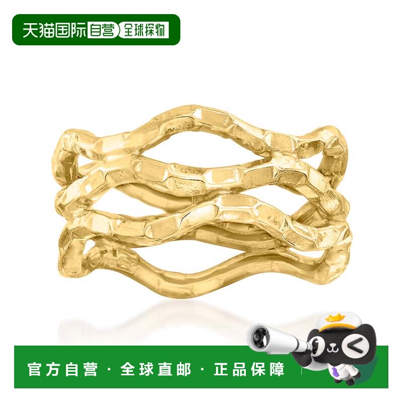 自营Ross-Simons 14kt 黄金波浪镂空戒指 - 黄色 美国奥莱直发