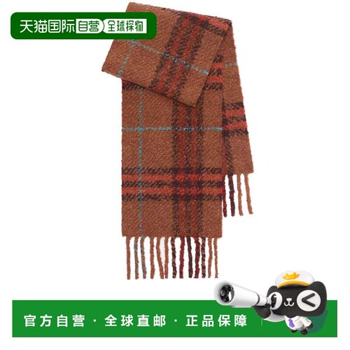 自营burberryG Chck织纹毛圈围巾-棕色 美国奥莱直发博柏利配饰