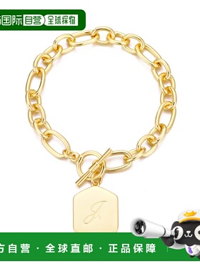 自营adornia14k Gold Plated Monogram Initial Chunky Toggle Br