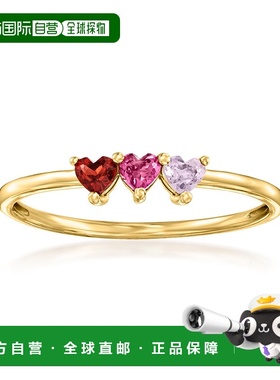 自营RS Pure by Ross-Simons 14kt 黄金多宝石心形戒指 - 紫色 美