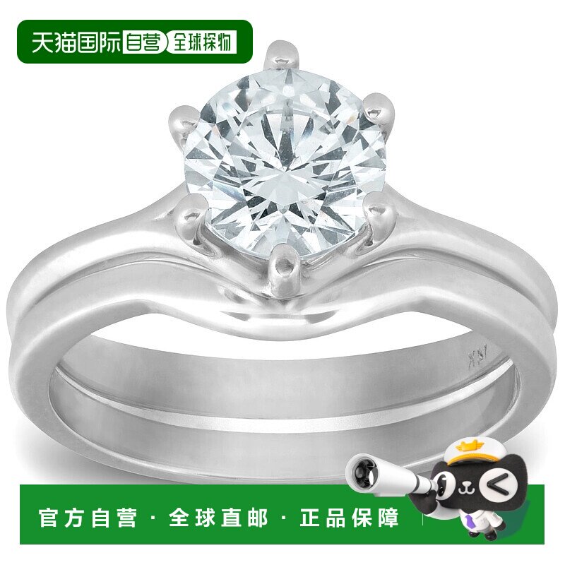 自营 pompeii31 克拉圆形钻石订婚戒指婚礼纯戒指套装 14k 白金 -