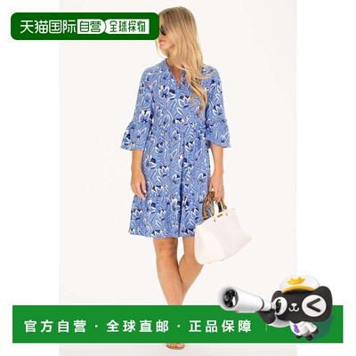 自营duffield lane蓝色花朵中的Eveline连衣裙-浅蓝色 美国奥莱直