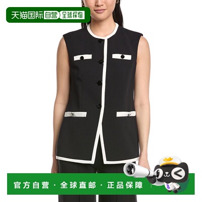 自营Anne Klein Four Button Vest - black 美国奥莱直发背心