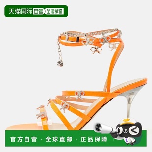 自营Mach & Mach Neon Orange Patent Leather Crystal Bow Camil