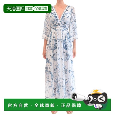 自营Marchesa Notte Gathered Silk Chiffon Maxi Dress - blue