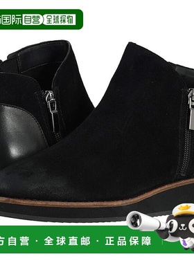 自营 SoftWalk Wesley Boots女式5.5黑色皮革侧拉链脚踝靴ZPO1061