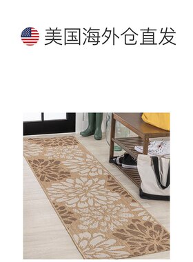 jonathan yZinnia Modern Floral Textured Weave 室内/室外绿色/