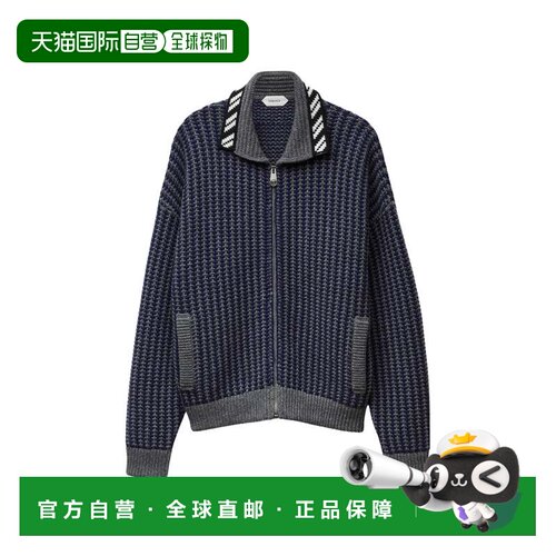 自营versace华夫针织拉链开衫几何心结-黑色 美国奥莱直发