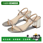 Nissy Block Sandals 自营Nina Taupe Rhinestone Heel Slingback