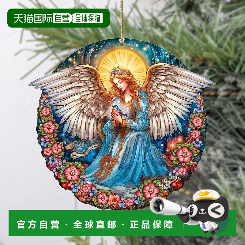 自营宁静的守护天使节日木制圣诞装饰品，由 G. Debrekht 设计 -