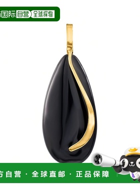 自营 Ross-Simons 14 克拉黄金黑色缟玛瑙泪珠吊坠 - 黑色 美国奥