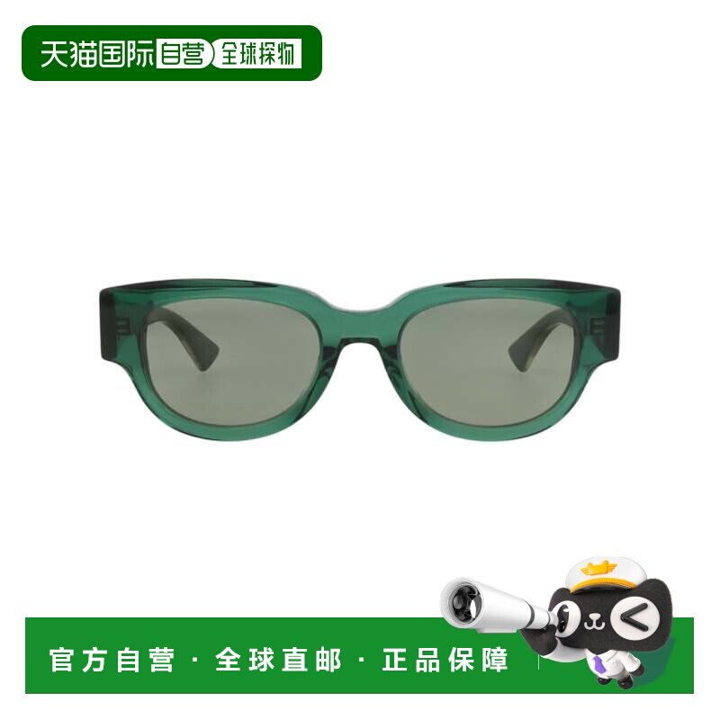 自营bottega veneta圆形镜框回收醋酸纤维太阳眼镜-绿色水晶绿色
