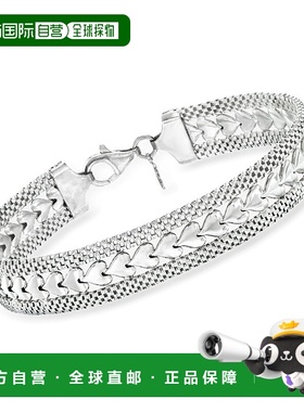 自营Ross-Simons Italian Sterling Silver Heart-Motif Bracelet