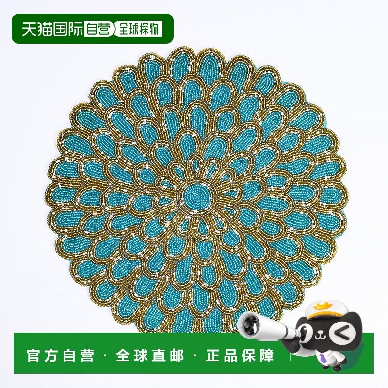 自营tiramisuBlue Floral Beaded Placemat - blue 美国奥莱直发