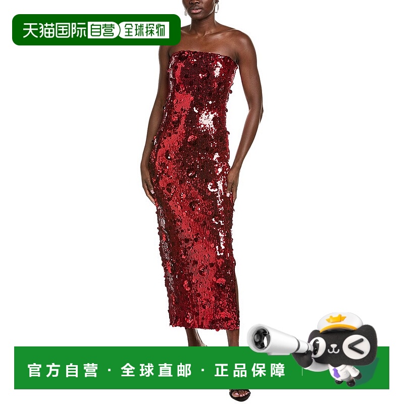 自营Endless Rose Applique Midi Dress - red 美国奥莱直发