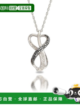 自营 max + stone纯银 0.2 克拉白色和黑色钻石无限心形项链，带