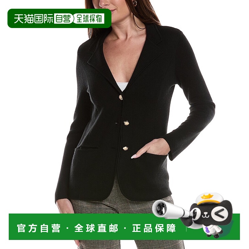 自营Bruno Magli Merino Wool-Blend Sweater Blazer - black 美