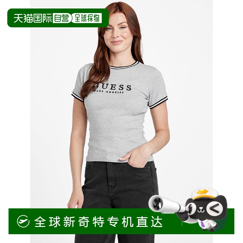 自营 guess泰迪罗纹T恤-浅杂色灰色 【美国奥莱】直发